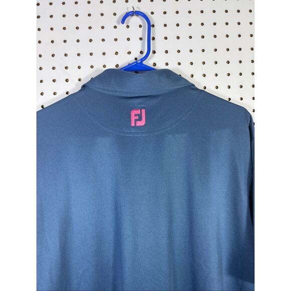 FootJoy Golf Polo Mens Space Blue Pink Trim Short Sleeve Single Pocket Shirt siz - Picture 4 of 6